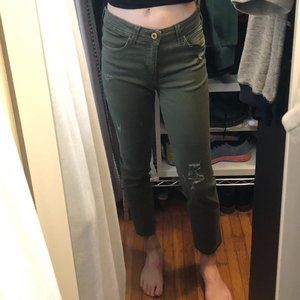 Women's Zara green skinny jeans